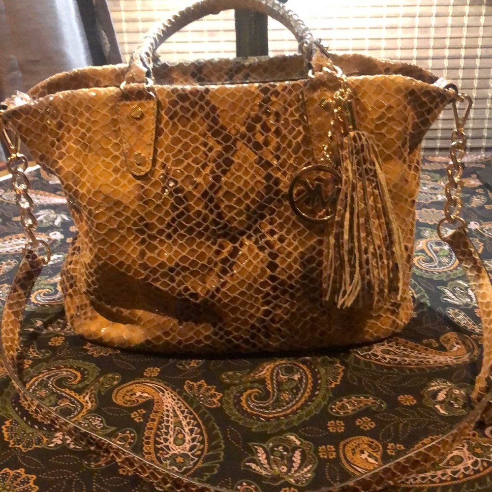 Michael Kors Leather Python Handbag - image 1